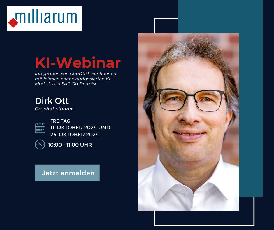 KI Webinar Dirk Ott Milliarum 11 und 25 Oktober